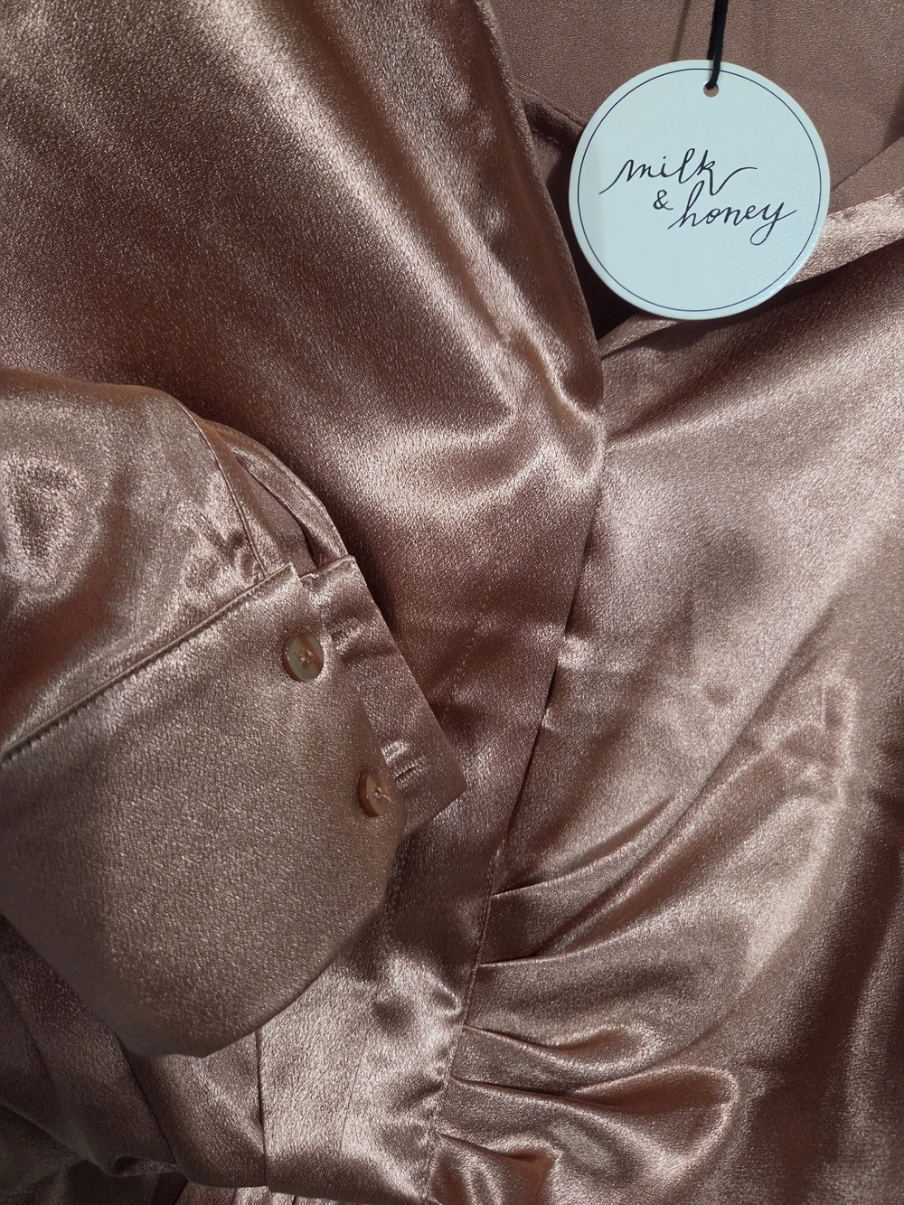 Milk & Honey Satin Copper Button-Up Top - Picture 5 of 5
